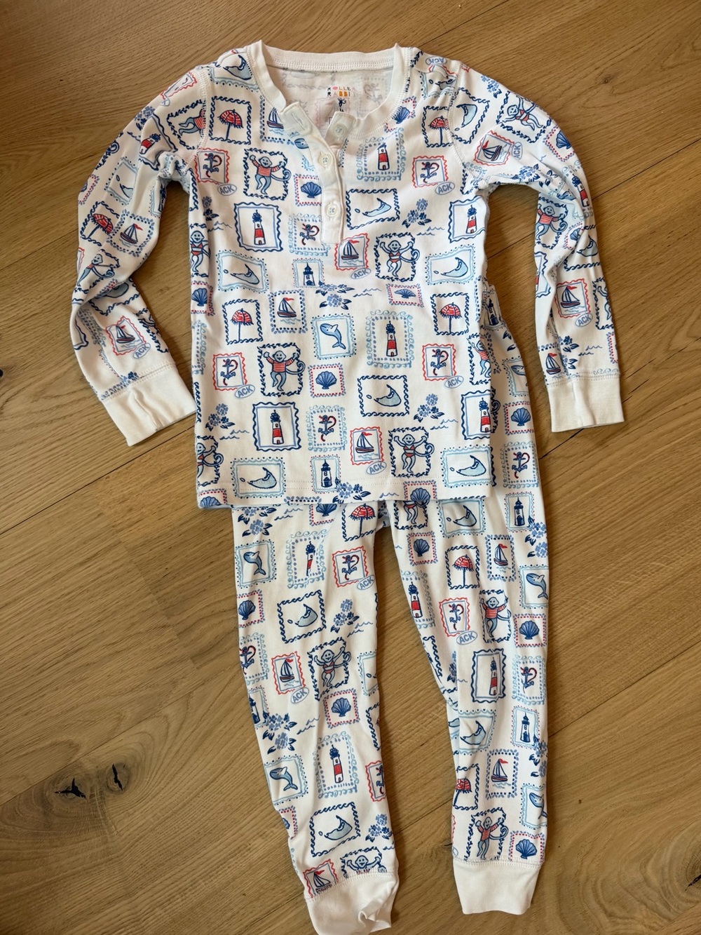 Roller Rabbit Pajama Set Nautical Print Size 4 Fits 2-3T
